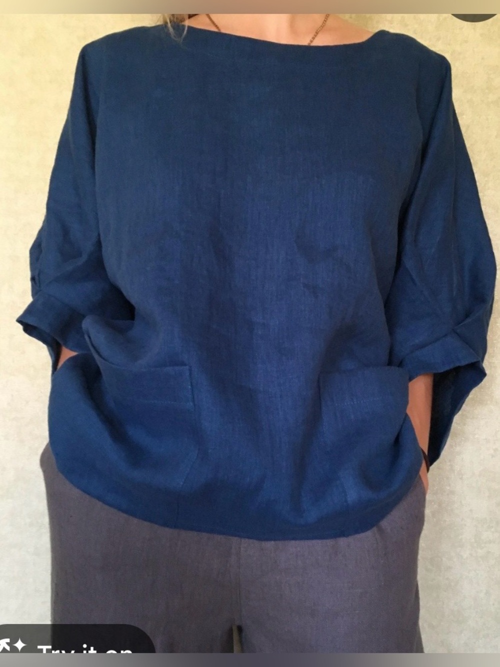 The Company Store Navy Linen Top — Classic Navy